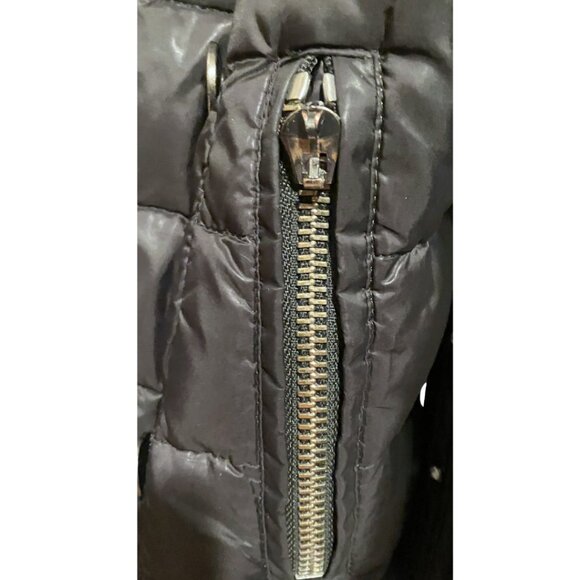 Burberry Brit Black Down Puffer Coat with Iconic Plaid Trim – Size L - Picture 13 of 13